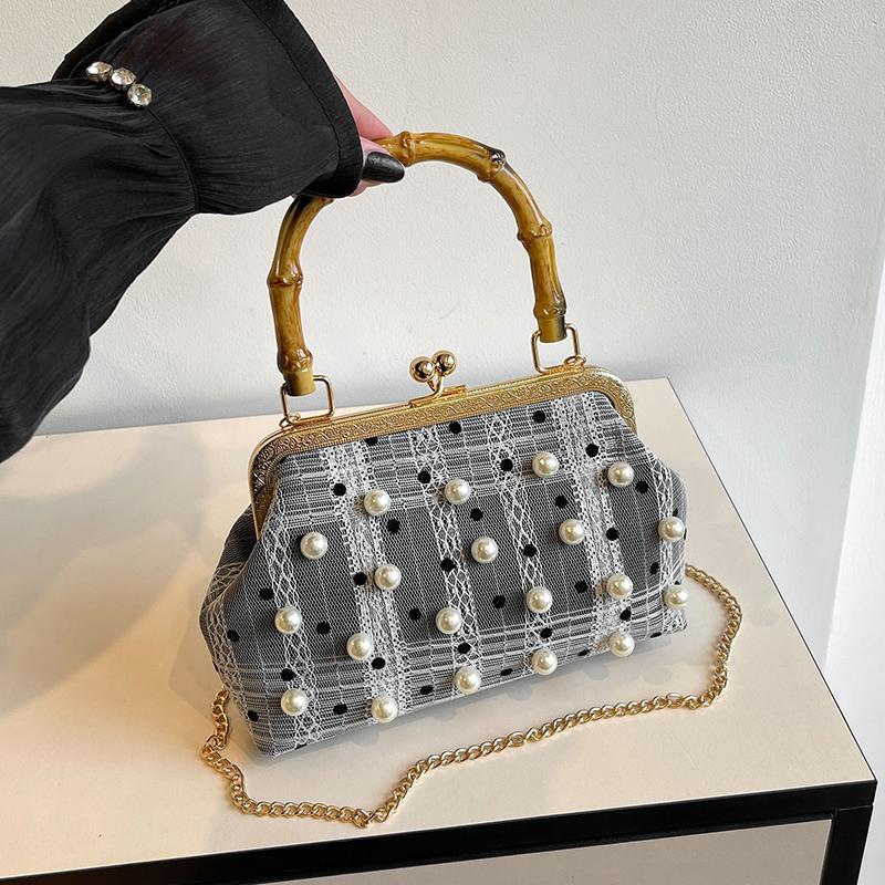 

Новое женское чонсам в китайском стиле, кружевное в горошек, сумка-ракушка, новая сумка через плечо на цепочке, сумочка