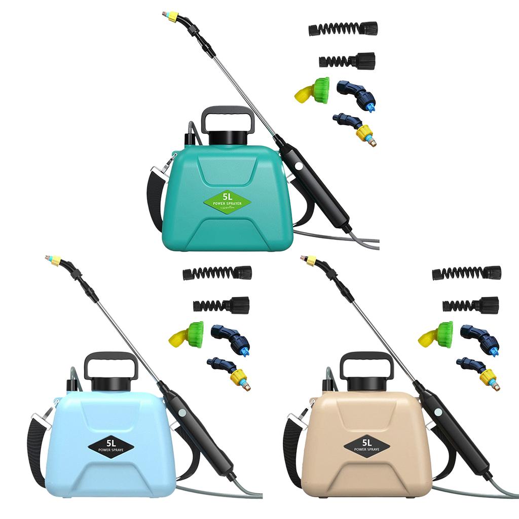 5L Electric Sprayer with 3 Mist Nozzles Rechargeable Retractable Wand Garden Sprayer with Shoulder Strap for Lawn Garden