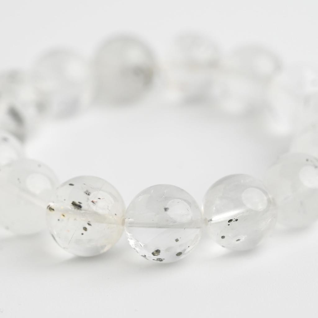 Eigado Pyrite In Quartz 15 Inner Natural Power Good Luck Bracelet, Beads, 14mm, Diameter Approx. 17cm, Stone, Stone, Charm, 2507-Brace-Pyr-01