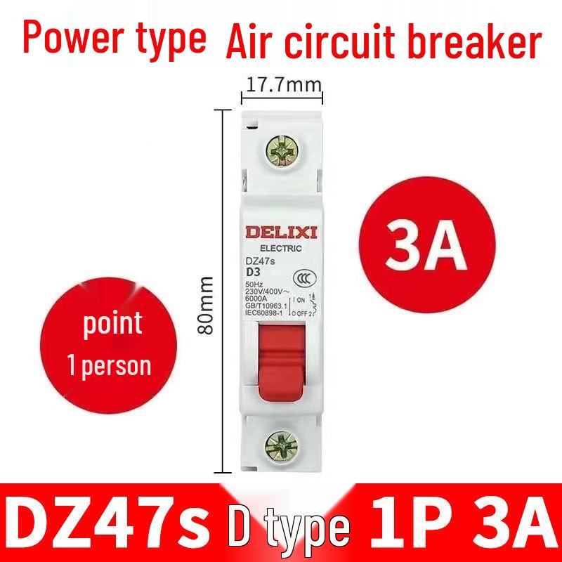 Delixi DZ47S Circuit Breaker: Air Switch for Single/Three-Phase, 1P/2P/3P/4P.