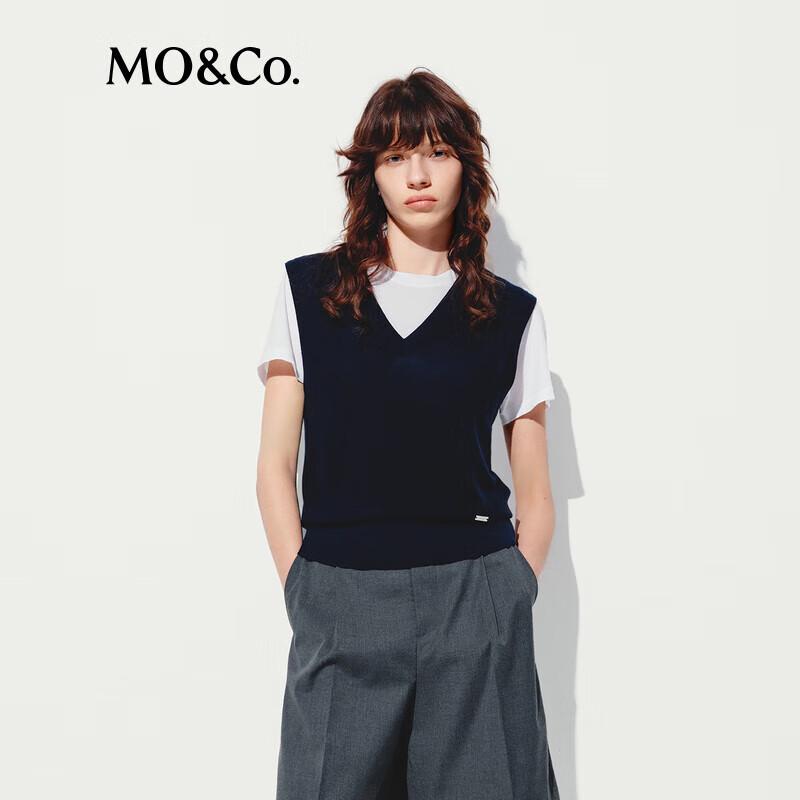 MO&Co. 100% Lamb Wool V-Neck Knitted Vest