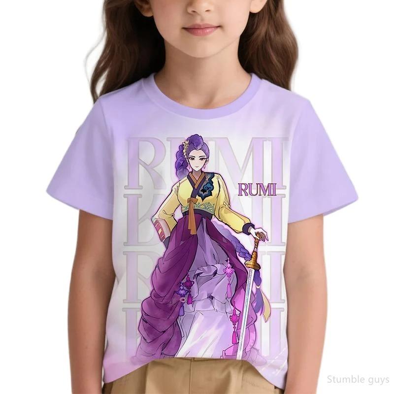 Summer Children KPop Demon Hunters 3D Cartoon Anime T-shirt Boys Clothes Girls Casual