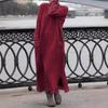 Solid Color Round Neck Loose Lace Plus Size Knitted Pullover Dress