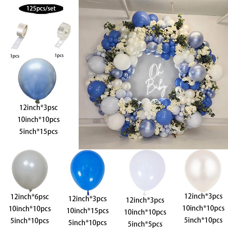 Pastel Light Blue White Sand Beige Balloon Garland Arch Kit Boy Baby Shower Gender Reveal Wedding Party Birthday Decoration