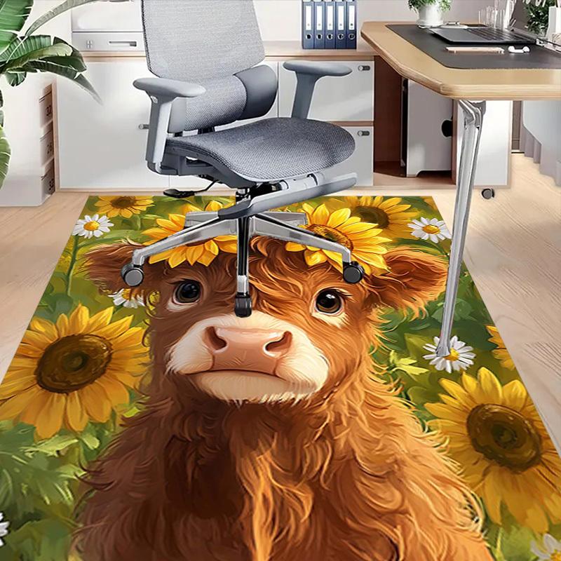 1PC cow sunflowers Anti-slip carpet, suitable for Office, bedroomand playrooms. It can also be used as a sofa footrest cover-W109