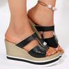 Fashion Women's Sandals Fashion Wedge Heeled Slippers New Women Rhinestone Decor Chunky Platform Sandals Woman Summer Thick Bottom Shoes