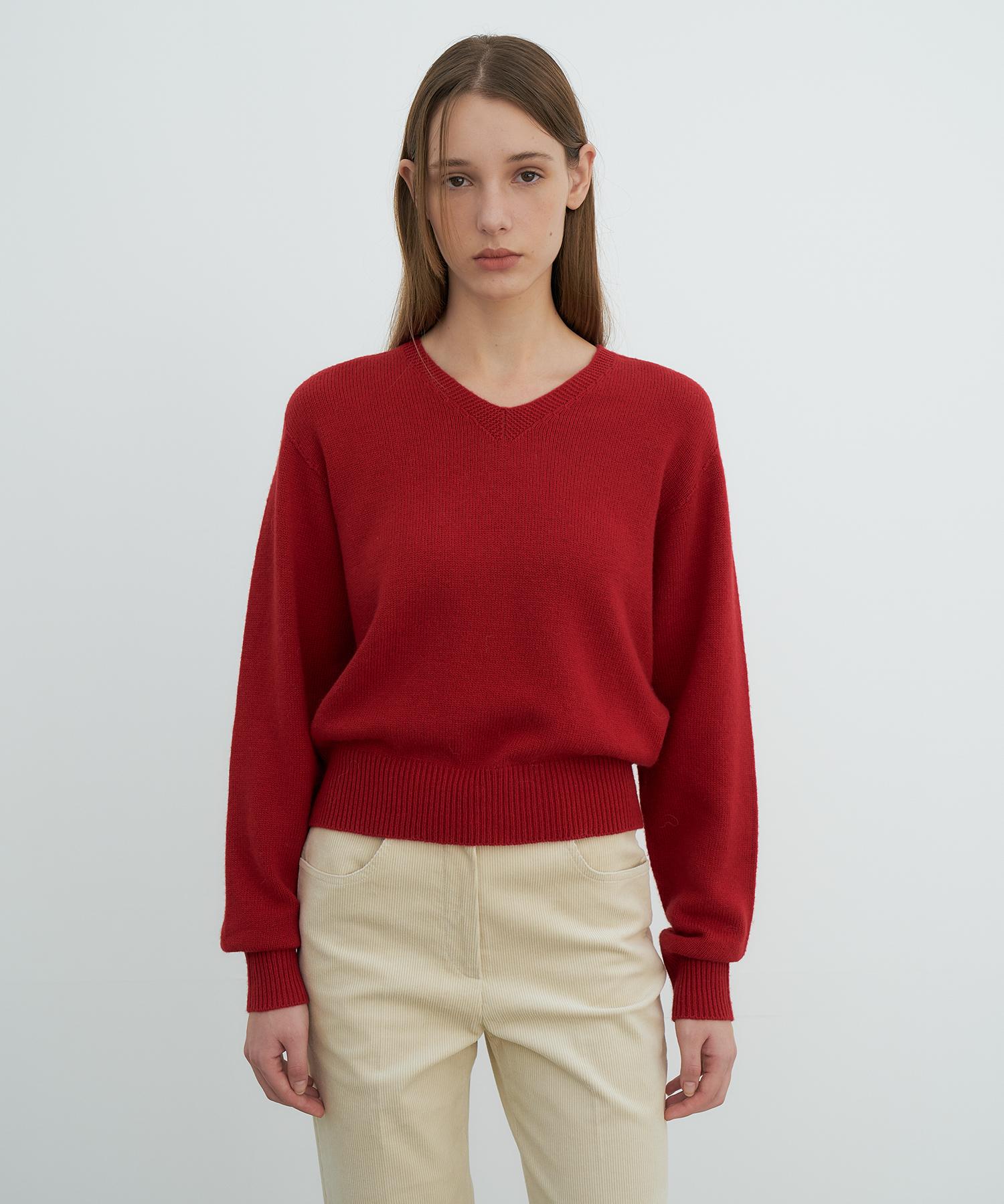 Verbom Wool V-Neck Knit_Red Red