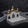 Gold and White Mosque Tower Model with Storage Box,Ramadans Eid Home Decors Decorative Ornament for Table Bookshelf