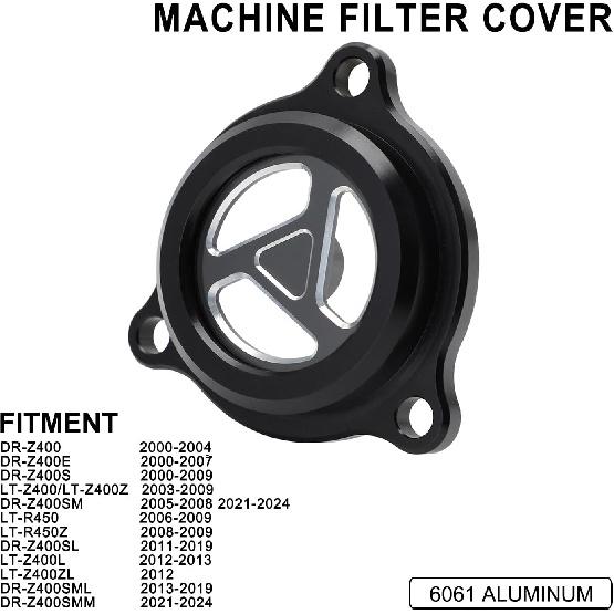Engine Oil Filter Starter Cover Transparent Cap CNC for DRZ LTZ 400 DRZ400 DRZ400SM DRZ400S DRZ400E 00-24 LTZ400 03-13 LTR 450 06-09 Dirt Bike ATV