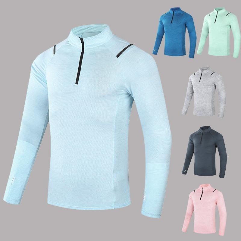 T-shirt Sportiva da Uomo con Mezza Zip, Collo Alto, Girocollo, Manica Lunga, Asciugatura Rapida, Nuova, Casual, per Esterno, Primavera e Autunno