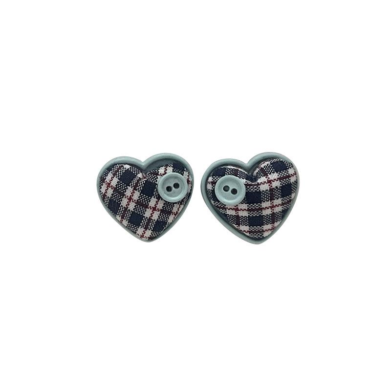 Korean Sweet Heart Plaid Earrings: Stylish & Versatile Jewelry for Women