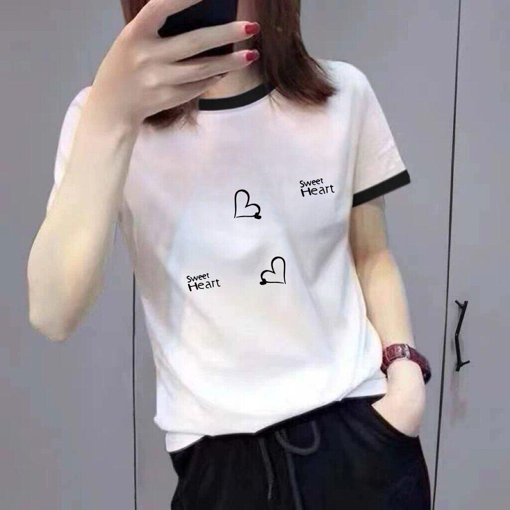 Korean Style High-End Color Block Collar Women's Slimming Loose Short Sleeve T-shirt
