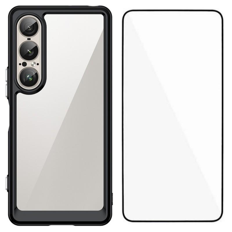 For Sony Xperia 1 VII Phone Case WANLONFENG XC Series TPU Acrylic Cover with Tempered Glass (Big Lens Hole)
