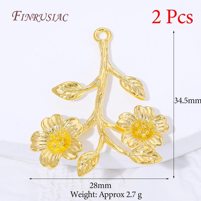 18K Gold Plated Brass Flower & Leaf Pendants For Jewelry,Charms For Earrings Making Accessories,DIY Jewelry Necklaces Findings