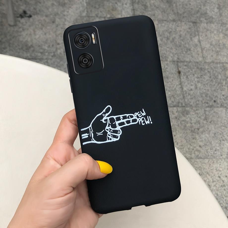 For Motorola Moto E22 Moto E22i Case Soft Matter Black Silicone Back Cover For MotoE22 E 22 Coques Cartoon Cute Fundas For Child