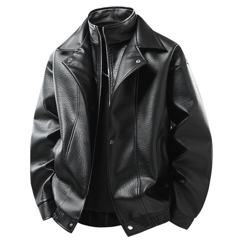 Hot Sale American Retro Lapel Leather Jacket - Men's High-End Spring/Autumn Couple's Style