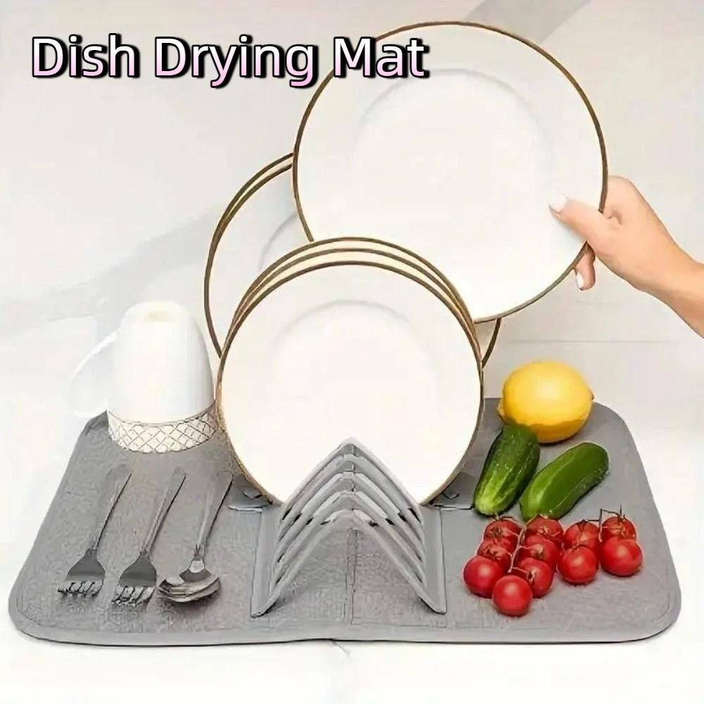 Faltbares Regal Abtropfmatte Saugfähig Geschirr Aufbewahrungsregal Langlebige Platzmatte Kochgeschirr