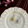 Opening and Closing Lid Photo Locket Pendant Necklace Titanium Steel Glazed Flower Choker  Girl