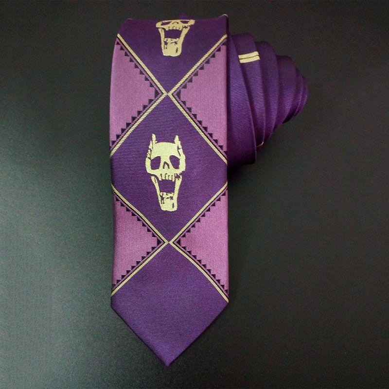 Adventure Bizarre Jojos Killer Queen Kira Yoshikage Cosplay Skull Purple Tie