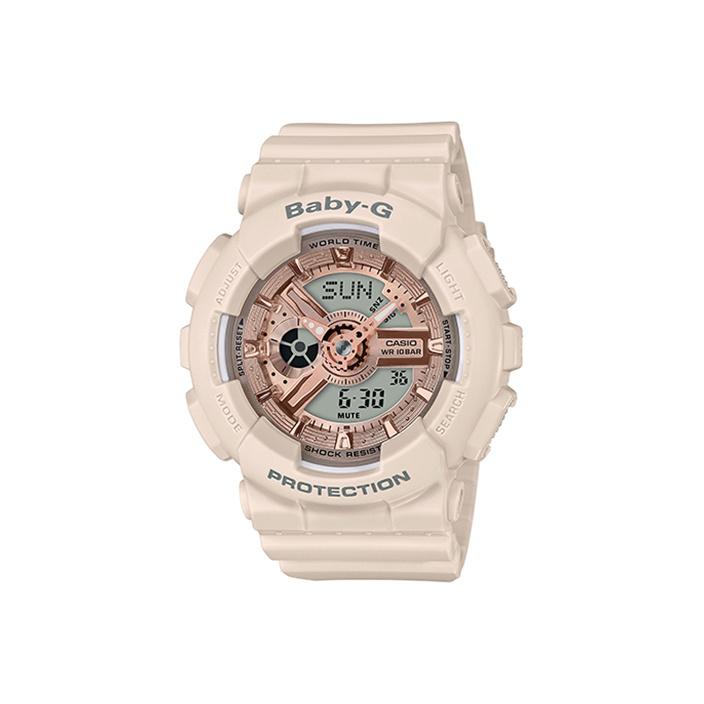 CASIO BABY G BABY G 100 Meters Waterproof Quartz Movement Resin Strap Watch Women s Watch Gray Dial BA-110CP-4APR Pink Regular Watch Box