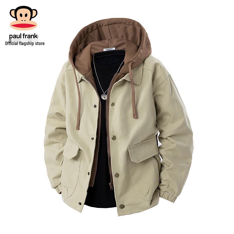 Paul Frank Men's Faux Two-Piece Hooded Loose Colorblock Casual Jacket