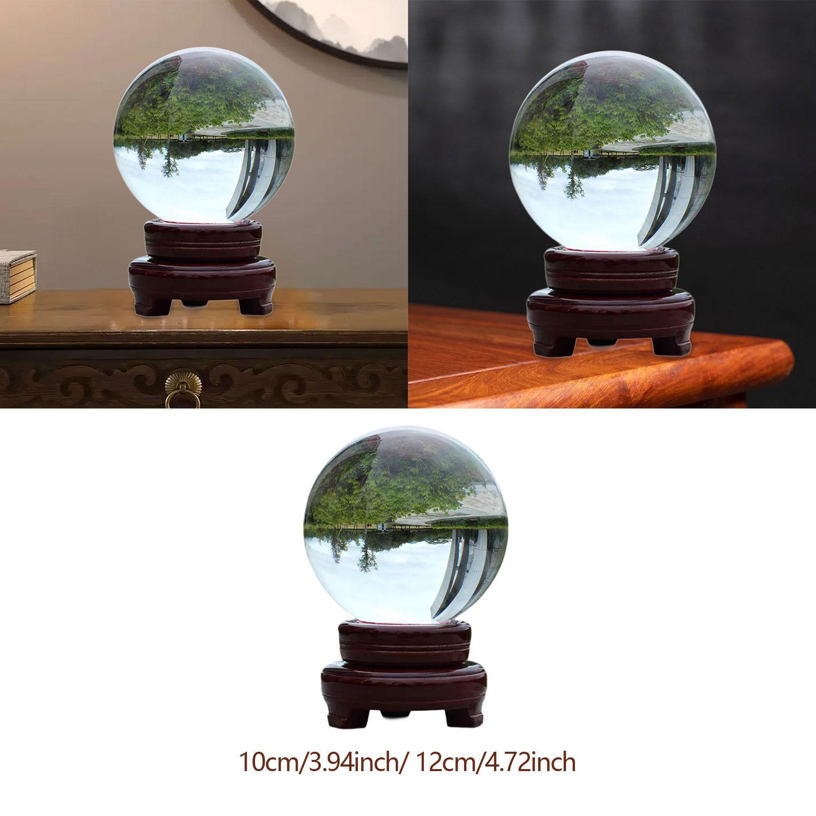 

Clear glass ball with wooden stand, modern collection, good luck charm 100mm