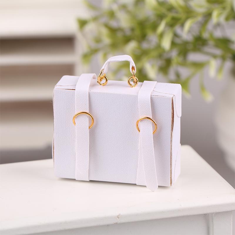 1:12 Dollhouse Miniature Leather Luggage Trunk Suitcase Vintage Hand Bag Briefcase Home Model Decor Toy Doll House Accessories