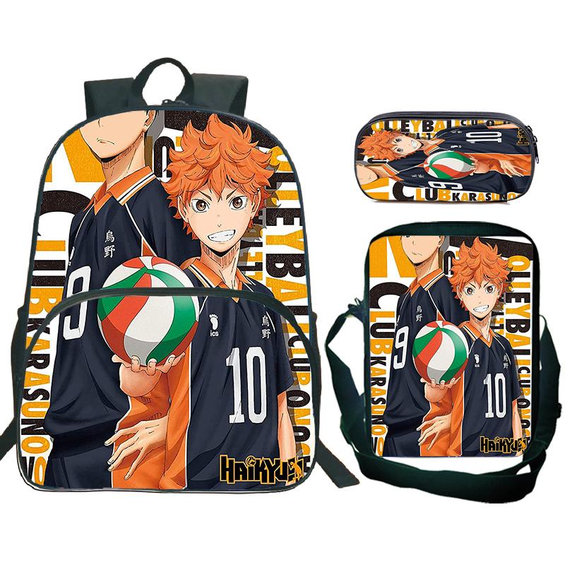 Anime Haikyuu Batoh 3ks Sada Školní Tašky S Taškou Přes Rameno Pouzdro na Tužky Dětské Batohy pro Kluky Dívky Batoh na Notebook Taška na Knihy Dárek