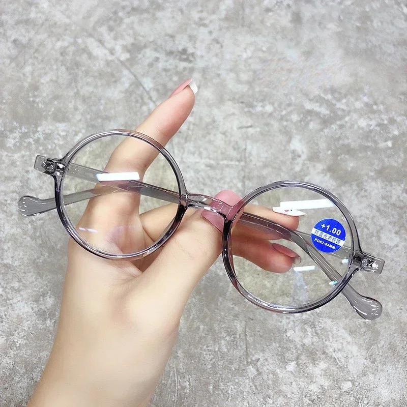 Ladies Retro Transparent Reading Glasses Men Women Small Round Far Sight Presbyopia Trendy New Prescription Glasses 0 To +4.0