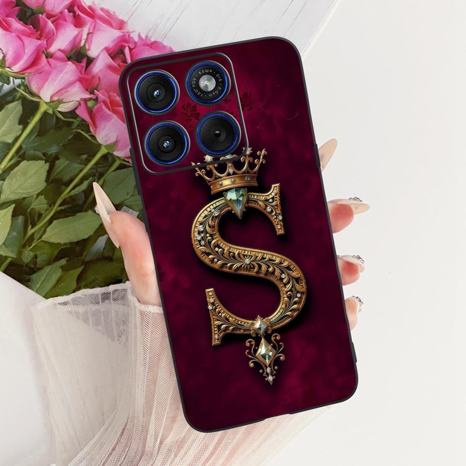 For Motorola Edge 70 Royal Crown Initial Letter Couple Phone Case For Motorola Moto X70 Air Edge70 Black Silicon Soft Bumpers