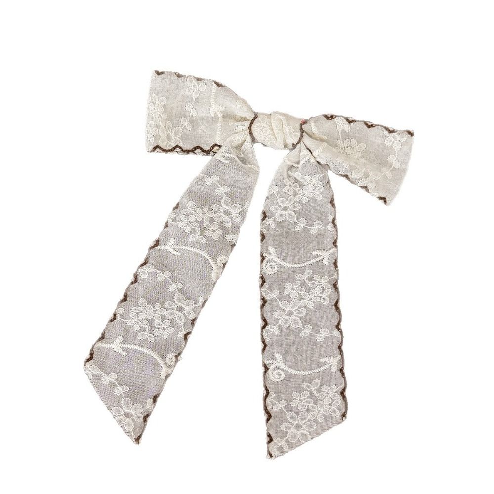 Lace-trimmed Lace Hair Clip Long Tail Bow Ribbon Hair Clip For Women and Girls