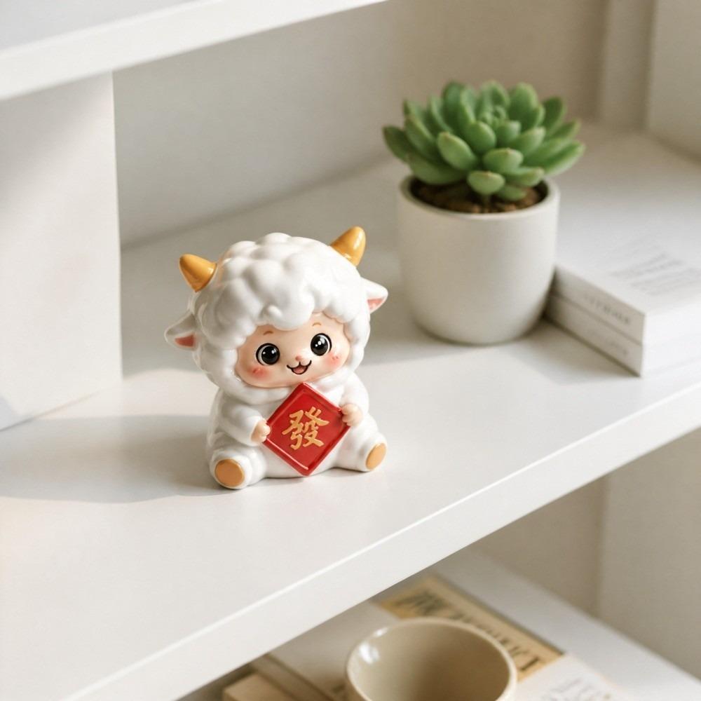 Resin Year of The Goat Ornament Lucky Theme Mascot Ornament Zodiac Figurines Spring Festival