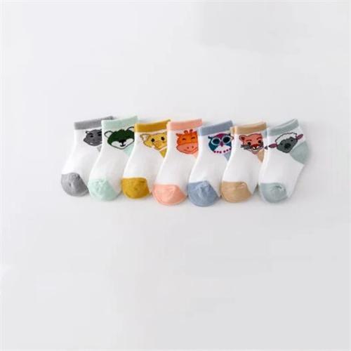 

7Pairs/set Newborn Baby Boys Girls Socks Summer Mesh Thin Cotton Cartoon Print Infant Toddler Sock For Boy Girl Casual 0-24Month 0-9Month(XS)
