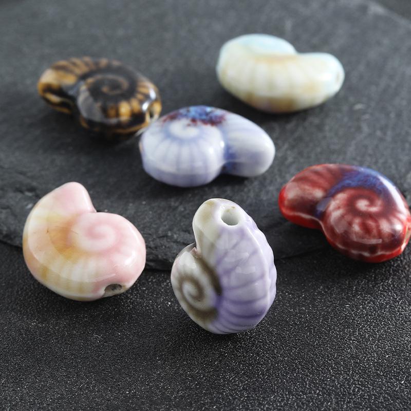 High-Temperature Ceramic Snail & Marine Animal Beads for DIY Jewelry & Clothing Accessories