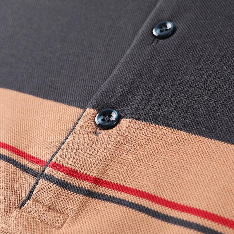 Осенняя новая стильная мужская хлопковая рубашка поло с лацканами для молодежи и среднего — фото 3