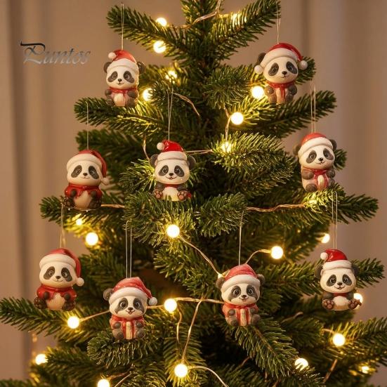 Panda Ornament Collection 2D Acrylic Cute Ornaments Advent Calendar, 24 Days Christmas Hanging Pendants Countdown Collectible for Holiday Decor Unique