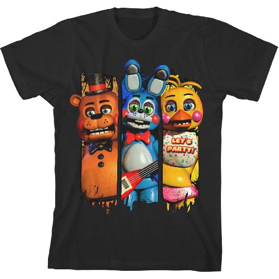 Five Nights at Freddy's Characters Pins Boy's Black T-Shirt