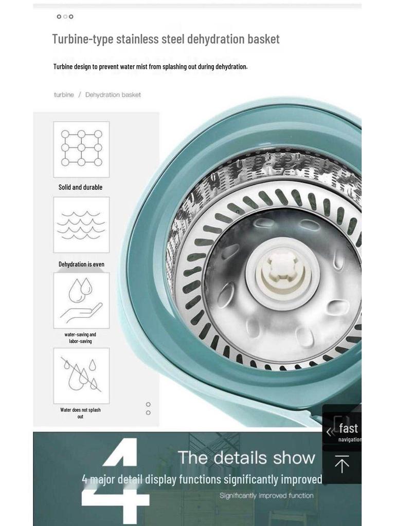 Stainless Steel Dual-Use Rotary Mop with Replaceable Mop Head