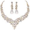 Temperament Crsytal Women Necklace Necklace Ear Studs Set Wedding Jewelry Set Korean Style Earrings