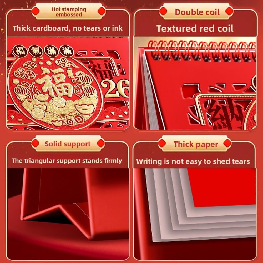 Chinese Style New Year Calendar Traditional Standing Flip Calendar Daily Planning