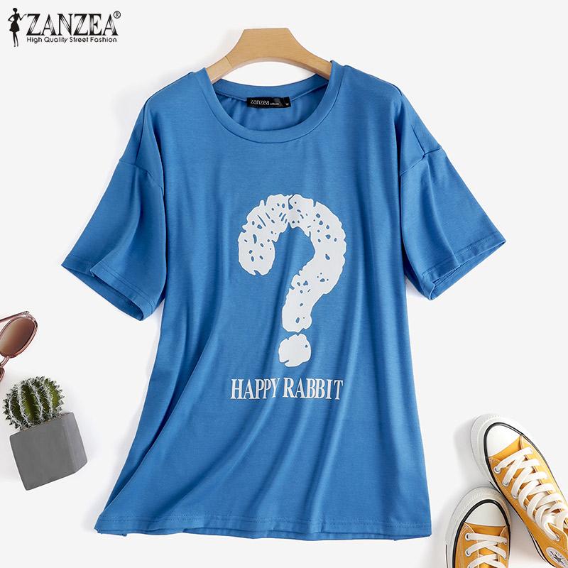 

ZANZEA Летняя повседневная футболка с круглым вырезом и короткими рукавами