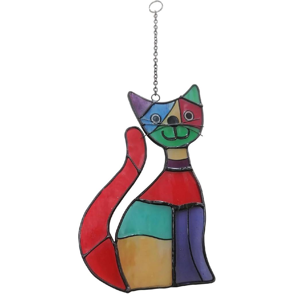Tuxedo cat Stained glass cat charms Mourning cat souvenirs Cat themed gifts Angel Cat Memorial Gift Rainbow Bridge Pet Memorial Gift Furry Animal