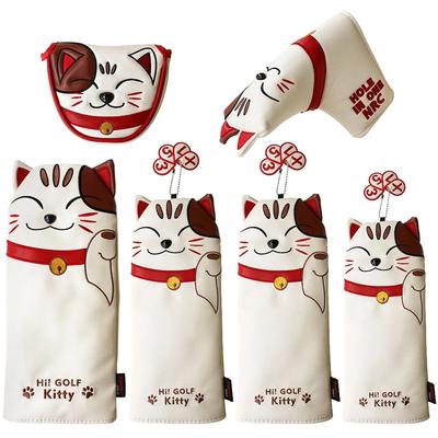 Cute Kitty Magnetic Closure Golf Club Headcovers Blade Mallet Putter Golf Putter Cover Lucky Cat