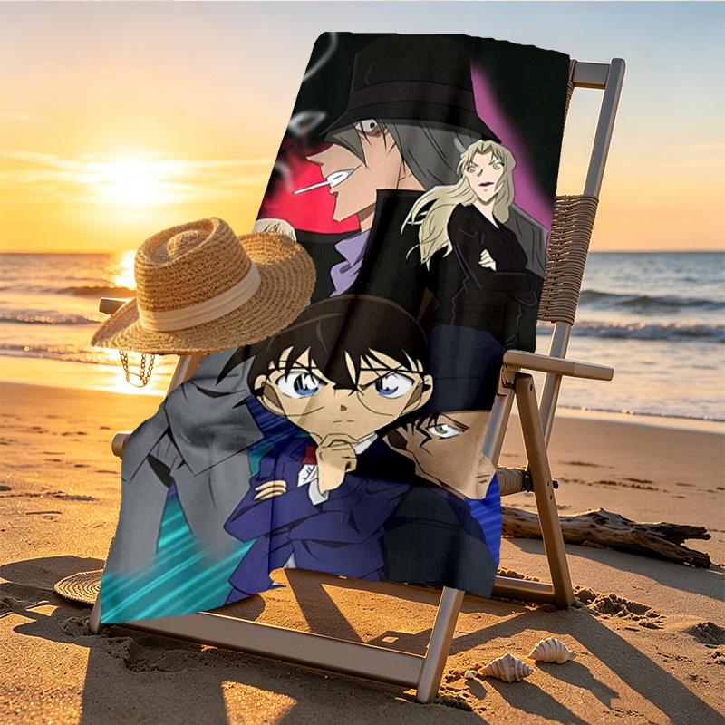 Detective Conan Print Beach Towel Design, Soft, Lightweight. for Home Bathroom, Spa, Pool, Yoga, Surfing, Camping, Gift for Family, Friend