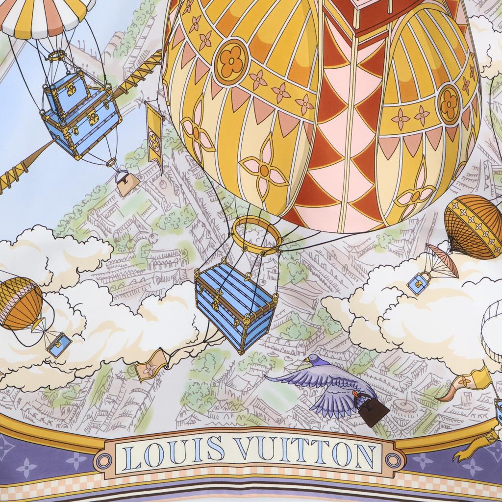 LOUIS VUITTON [/25 year made] M96866 Carre90 From the Cloud 100% Silk scarf Bleu DenimUsed