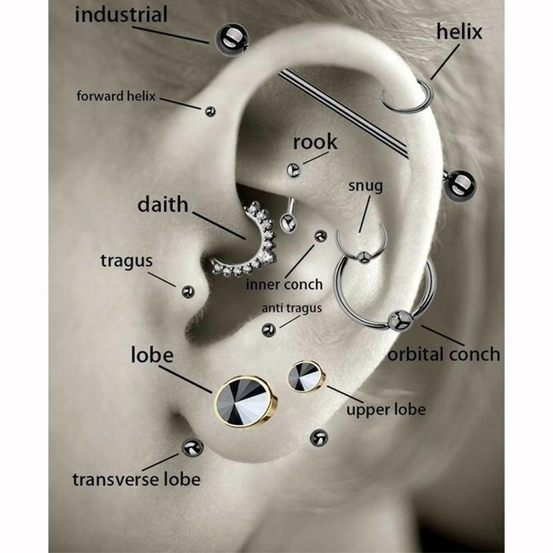 Titanium Steel 1.2 Gauge Crystal Cluster Triangle Lip & Ear Piercing Ring