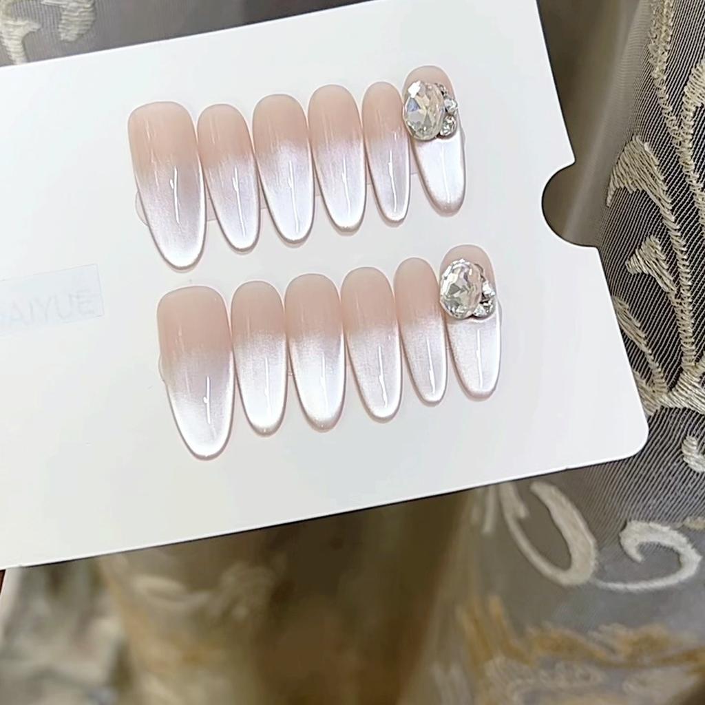 Pure Hand-made Phototherapy Wearable Nail 12 Pieces of Nude Black Finished Product Reusable Nail Art Patches Can Be Removed