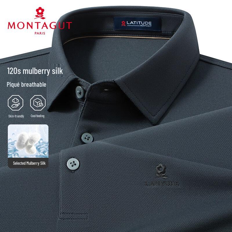 MONTAGUT Men's Silk Blend Short Sleeve Polo Shirt