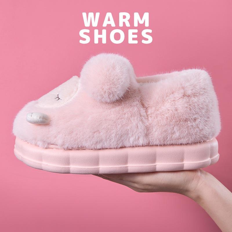 Cotton Slippers for Women In Winter Cartoon Cute Little Sheep Warm and Plush Thick Bag Heel Hairy Shoes for Girls At Home Slippers