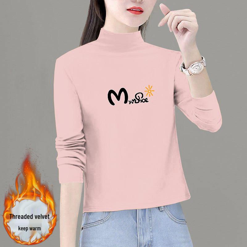 

Бархатный базовый слой женская футболка с полувысоким воротом, толстая, с длинным рукавом - Коллекция Осень/Зима 2024 2XL (130-140 lbs) розовый